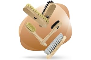 LENZEN Schuhputzset 5-Teilig - Hochwertiges Bürsten Set zur Schuhpflege - Inkl. 2 Polierbürste, 2 Tiegelbürste & Reinigungsbürste - Schuhbürste für Glattleder, Wildleder (Schuhputzset - 5-teilig)