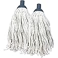 Pack of 2 Cotton Mop Heads Replacement − Super Absorbent Floor Mop, Twist and Lock Cotton Head with a Plastic Socket Effective for Cleaning Floors for Domestic & Commercial Use