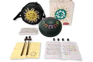 JUEGACONMIGO Stalowy bęben językowy tambu, 20 cm, 11 dźwięków, handpan, metalowy instrument perkusyjny, matowy zielony (Jungle Green)