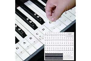 JORMFTTE Pegatinas para piano de 49/54/61/88, juego completo de pegatinas para teclas negras y blancas, pegatinas para teclas de piano para niños y principiantes, transparentes, extraíbles
