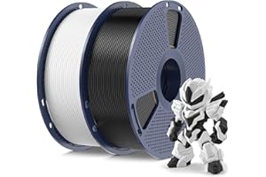 SUNLU High Speed PLA Meta Filament, 2kg Filamentu PLA do Drukarki 3D, 1,75 mm, Twardszy, Starannie Nawinięty Filament 3D, łącznie 2 kg, 1 kg na Szpulę, Opakowanie 2 szt, Czarny+Biały