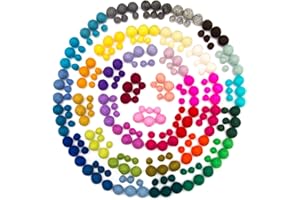 Glaciart One Filz-Pompons, Filzbälle zum Basteln (240 Stück) | 40 Regenbogenfarben und 2 Größen von 0,4 bis 1,5 cm | perfekt für Girlanden, DIY Handwerk und Dekoration