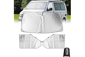 LCAUTFR Sonnenschutz Frontscheibe für V W T5 T6 Wohnmobil 3 Stück Thermomatte Sonnenschutz Magnetisch Frontscheibenabdeckung Interner Okklusion Dunkel