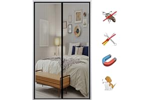 MAIFENGL Zanzariera Magnetica per Porte, Anti Insetti Traspirante Tenda Zanzariera Chiusura Automatica, Facile da Installare, per Balcone Soggiorno Ingresso-Black-C|| 70x220cm(27x86inch)