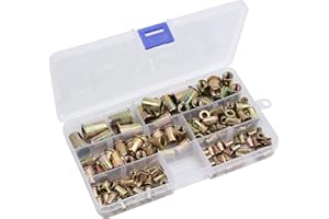 Alloy Rivet Nut Kit 150 PCS, Proster M3-M10 Thread Nuts Head Threaded Insert Rivet Nutsert 6 Sizes Rivnut Tool for Various Types of Metal Sheet Pipe and Other Manufacturing Industries