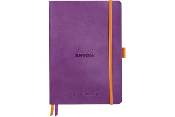 RHODIA 117579C - Carnet Souple Goalbook Violet - A5 14,8 x 21 cm - Pointillés Dot - 240 pages - Papier Clairefontaine Blanc 90 g/m² - 2 Rubans, Fermeture Élastique - Simili Cuir
