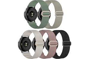 Laband 20mm Nylon Watch Straps for Garmin Vivoactive 6/5/3/3 Music/Forerunner165/55/645/245/570 42mm band, 5 Pack Soft Stretchy Fabric Adjustable Replacement Sport Straps for Venu/Venu Sq 2 Women Men
