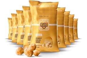 QISU | GOUDA | Snack de Queso deshidratado | 100% Queso | Crujinete, Sin Gluten, Alto en Proteina (GOUDA, 25g (Pack de 12))