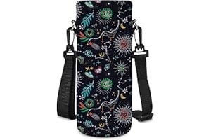 Piyycur Universal Bottle Holder with Adjustable Belt (500ml/750ml/1000ml) - Neoprene Thermal Bottle Case for Sports, School, Travel (Cosmico Mistico, 500ml(17oz))