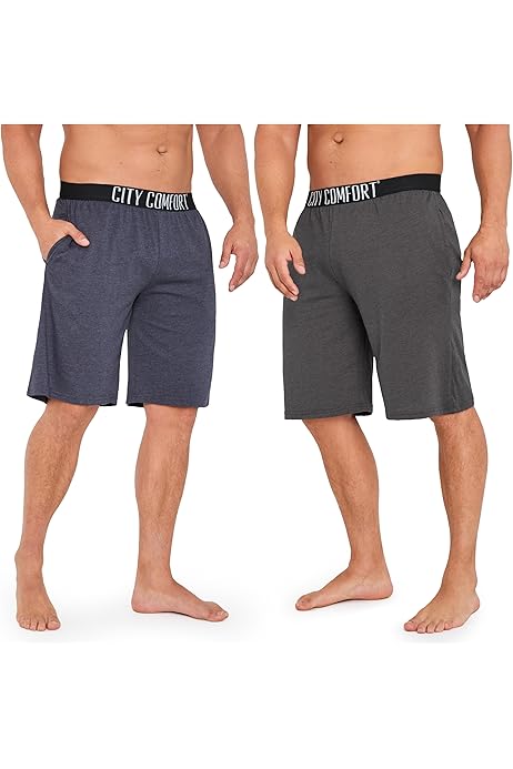 Pantaloncini Pigiama Uomo Confezione 2 Pezzi - Morbido Rayon-Spandex, Cintura Regolabile, Tasche, Per Casa Ed Estate - Foto 7