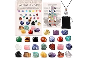 HERRITOZL Advent Calendar 2024 Crystals Women- Christmas Countdown with 24 Beginners Chakra Healing Stones & Identification Sheet - Perfect for Learning, Collecting, and Decor - Gifts for Kids Adult