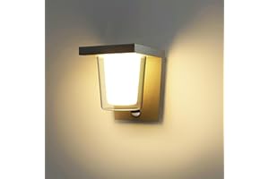 FLORNIA Lampa zewnętrzna z czujnikiem ruchu lampa zewnętrzna LED, oświetlenie zewnętrzne, ciemnoszare, zewnętrzne, odporne na warunki atmosferyczne, lampa drzwiowa do ogrodu, 220-240 V, 3000 K, 13,5 W, IP44