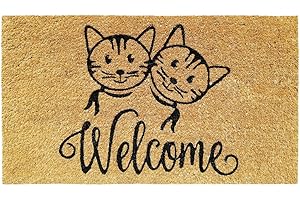 BANZAII TEXTILE INNOVATOR ONLINE Banzaii Zerbino in Cocco da Esterno o Interno con Retro Antiscivolo 40x70 cm - Welcome Gatti