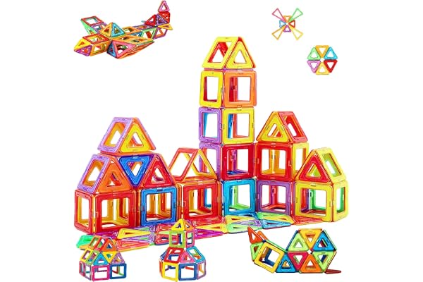 morkka Construction Magnétiques Enfants Jouet Jeu de Éducatifs Cadeau pour Garçons et Filles Jouets Magnétiques Plus Forts Blocs deJeux d'apprentissage de Construction STEM 3 Ans +(65 pcs)