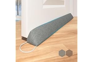 HIZH Heavy Under Door Draft Excluder, 35.4" Draft Stopper, Suitable For Doors & Windows, Increased Sound Insulation & Windproof, With Pull Ring For Easy Storage, Gray