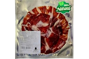 THE BLACK HOOF Jambon 100% Iberique BELLOTA Pata Negra et 100% naturel (Epaule) Tranche a Couteau - 100 grammes Jambon PATA NEGRA De porcs ibériques nourris avec des glands - Jambon Espagnol en Tranches