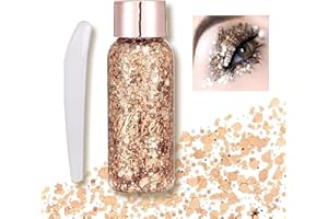 EHIOG Body Glitter Gel, Face Glitter Mermaid Chunky Glitter,Hair Glitter Body Festival Glitter, Eyeshadow Sequins Glitter for Face Body Eye Hair Nails Makeup Long Lasting Sparkling(RoseGold)