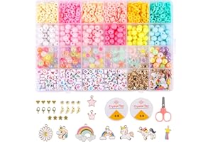 LOMIMOS Perline per Braccialetti，1500 Pezzi 24 Colori Ciondolo e Strumento nell'Organizer per la Creazione di Gioielli per DIY Braccialetti Collane Cavigliere e Artigianato