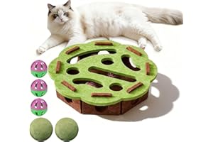 Interaktives Katzen Intelligenzspielzeug – Katzenkratzbox mit Labyrinth und Klingelbällen, Stressfreie Alternative Krallenpflege, Filz Fummelbrett Katze, Indoor Katzenspielzeug zur geistigen Förderung