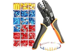 ZZXLOPEZ Crimpadora Terminales Eléctricos, 18 Modelos [0,5-6 mm²], Set Alicates Terminales Electricos, Juego de Alicates Crimpadores con 350 Conectores Crimpados Incluidos, Herramienta de Crimpado