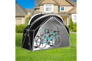 RAOOT Tenda per bicicletta portatile, in tessuto Oxford 210D, impermeabile, resistente agli strappi, fino a 1-2 biciclette, copertura per bicicletta con finestre di ventilazione e tasche 200x80x145CM