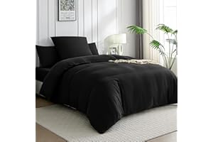 ‎JELLYMONI JELLYMONI Bettwäsche 135x200 Baumwolle Bettwäsche-Sets Schwarz Oeko-Tex 100% Gewaschene Baumwolle Bettbezug mit Reißverschluss und Kissenbezug 80X80 mit Umschlag Weich 2-Teilige Bettwäsche