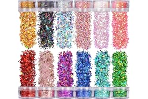 Veroa 12 Colors Make Face Body and Hair Glitter at The Festival,Chunky Glitter for Festivals, Parties, Raves,Brightly Coloured Festive Accessories(5g*12PCS)