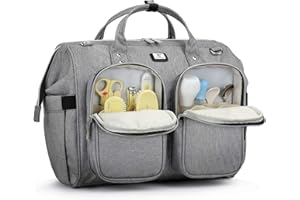 Pomelo Best Wickeltasche mit wasserdicher Wickelunterlage und 2 Kinderwagen Haken verstellbare Schultergurt multifunktionale Umhängetasche Reisetasche für Unterwegs