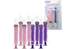 8 Jeringas (4 rosas + 4 moradas) - Jeringa Lavado Nasal Bebé, Aspirador Nasal para Bebé, Jeringuilla Lavado Nasal, Lavado Nasal y Saca Mocos para Bebés - BORNOVA