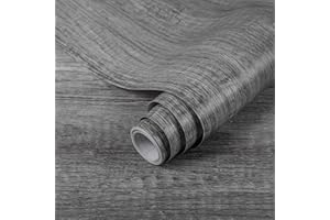Decoroom Sticky Back Plastic Roll Wood Effect Vinyl Wrap Self Adhesive 30X200cm Grey Grain Peel and Stick Wallpaper Contact Paper Waterproof Film Cover Cupboard Countertop Furniture Stickers