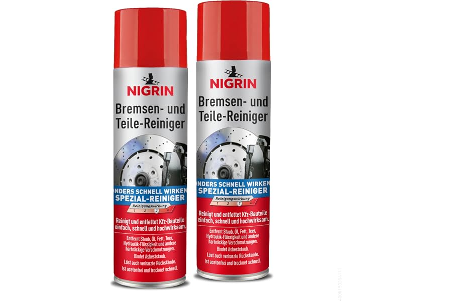 NIGRIN Limpiador de frenos, limpiador de piezas de motor para desengrasar partes de frenos, motores y máquinas, 500ml (Paquet