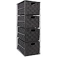 EHC Woven 4 Drawer Storage Unit Cabinet For Bathroom, Bedroom - Black