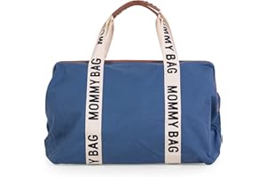 Childhome Mommy Bag Signature, Blue, Large Capacity, Changing Mat, Adjustable Shoulder Strap, Compartment, Insulated Pocket, Suitcase Passage, Women's Diaper Bag
