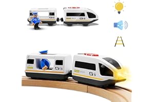 Train de locomotives à Piles (Connexion magnétique) - Ensemble de Train à Grande Vitesse à Moteur Puissant Digne De Compatible avec Brio Compatible avec Thomas Compatible avec Chuggington -Petits
