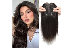SARO-UP Human Hair Toppers for Women Real Human Hair Topper with Thinning Hair Clip In Topper Hairpieces 40g No Bangs 10 * 12CM Swiss Base Wiglets Top Hair Toppers 12Inch （Dark Brown）