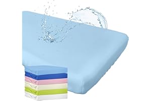 WhizProducts Spannbettlaken mit integriertem Matratzenschoner 70 x 140 cm (Hellblau) für Babybett