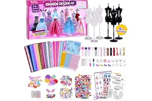 ONE TO FOUR 1000+Pcs- Fashion Design Kit, Kits de Création de Mode pour Filles avec 6 Mannequins - Kits de Loisirs Créatifs, Kit de Couture Enfants, Cadeau de anniversaire pour Adolescentes 6 7 8 9 10 11 12+ ans