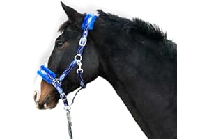PFERDELINIS Licol en fourrure pour chevaux avec licol bleu dans les tailles xfull licol pour poney, cob, sang chaud (pur-sang (cob), bleu)