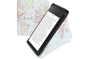 kwmobile Custodia leggìo compatibile con Kobo Libra 2 - Custodia in pelle sintetica con chiusura magnetica - Case con funzione appoggio - Mappa del mondo nero/multicolore