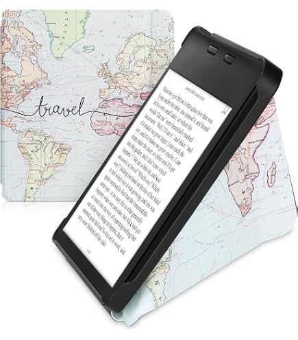 Kwmobile Étui Kobo Libra H2O – Coque Rabat Magnétique Similicuir Carte Du Monde – Protection Élégante & Pratique Noir-Multicolore