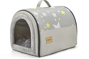 Jiupety Casetta Accogliente per Kennel Cane Piccolo, 2 In 1 Cuccia Cane Piccola Taglia, Taglia M Adatta per Gatti e Cani di Piccola Taglia, Casetta Portatile per Cuccia per Gatti, Grigia
