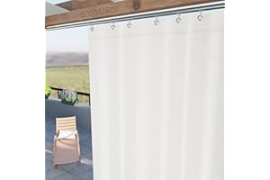 Byour3 – wasserdichte Outdoor Vorhäng Wetterfest mit Metallringen Anti-Schimmel Verdunkelungs Seitenvorhänge Markise für Balkon Pavillon Terrasse Sonnenschutz (Elfenbein, B. 150 x 290 L)