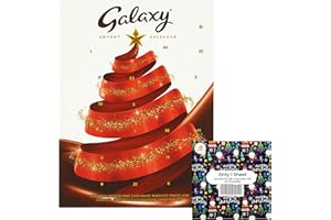 ANGIX 110g Galaxy Advent Calendar with 1 Included Gift-Wrap Sheet - Limited Edition Milk Chocolate Christmas Countdown 2025 - Smooth & Creamy Galaxy Treats for Kids & Adults - Stocking Filler UK