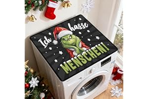 YEAHBOOM Fußmatte Grinch Weihnachten,60x60cm Abdeckung für Waschmaschine,Waschmaschinenabdeckung Universal,Waschmaschinen Auflage Weiche und Zuschneidbare,Waschmaschinenbezug für Waschmaschine,Trockner