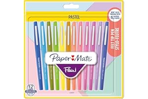 NEWELL BRANDS Paper Mate Flair Felt Tip Pens | Medium Point (0.7 mm) Marker Pens | Assorted Pastel Colouring | For Kids & Adult Colouring, Journalling & More | 12 Count