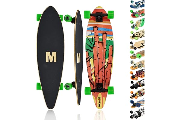 Maxofit Longboard dans différents Designs avec Planches en érable/Bambou de qualité supérieure pour débutants et confirmés