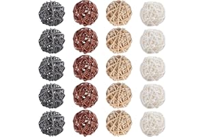 HAOBIN 20 palline di rattan decorative artigianali tessute a mano, 3 cm, multicolore, perfette per la decorazione di matrimoni e casa