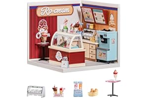 Rolife Super Creator - Flavorful Ice Cream, DIY Miniature House Kits with Light, Mini Dollhouse for Collectible Action Figures, Rolife Model Kit for Adults, Perfect Christmas Birthday Gift