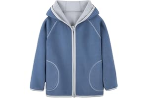 ANIMQUE Chaqueta para Niños Polar Fleece de Doble Capa Otoño Invierno Niños Cremallera con Capucha Niñas Ropa de Abrigo de Manga Larga