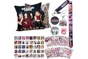 SOSAYI Blackpink Kit cadeau pour Blink – 1 housse de coussin Blackpink/40 cartes Lomo/12 autocollants/1 cordon/1 support de téléphone/1 porte-clés/2 épingles
